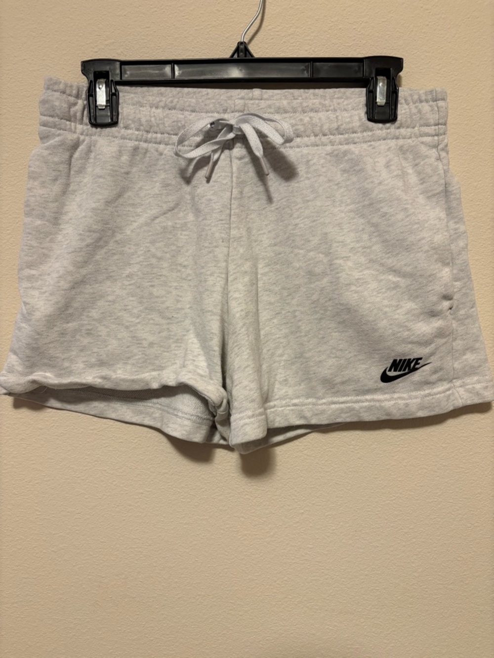 Nike Light Gray Fleece Athletic Shorts with Drawstring